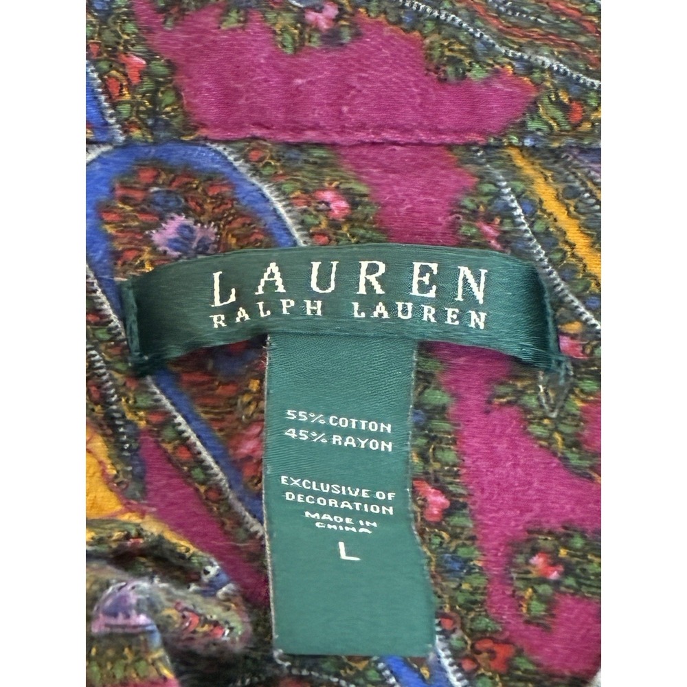 Ralph Lauren Cotton Flannel Pjs Night Shirt Pink Paisley Sleepshirt Nightie L - Picture 14 of 16